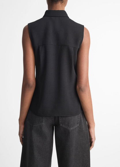 VINCE Women Sleeveless Button-Front Shirt in Short Sleeve