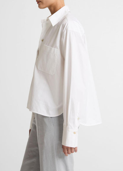 VINCE Women Cotton Cropped Button-Front Shirt  in Long Sleeve