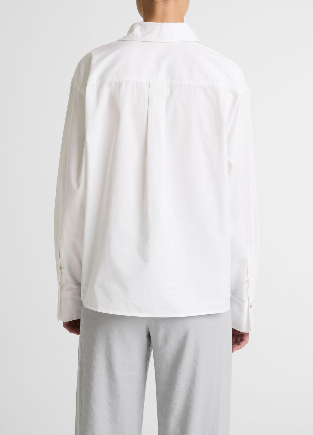 VINCE Women Cotton Cropped Button-Front Shirt  in Long Sleeve