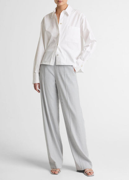 VINCE Women Cotton Cropped Button-Front Shirt  in Long Sleeve