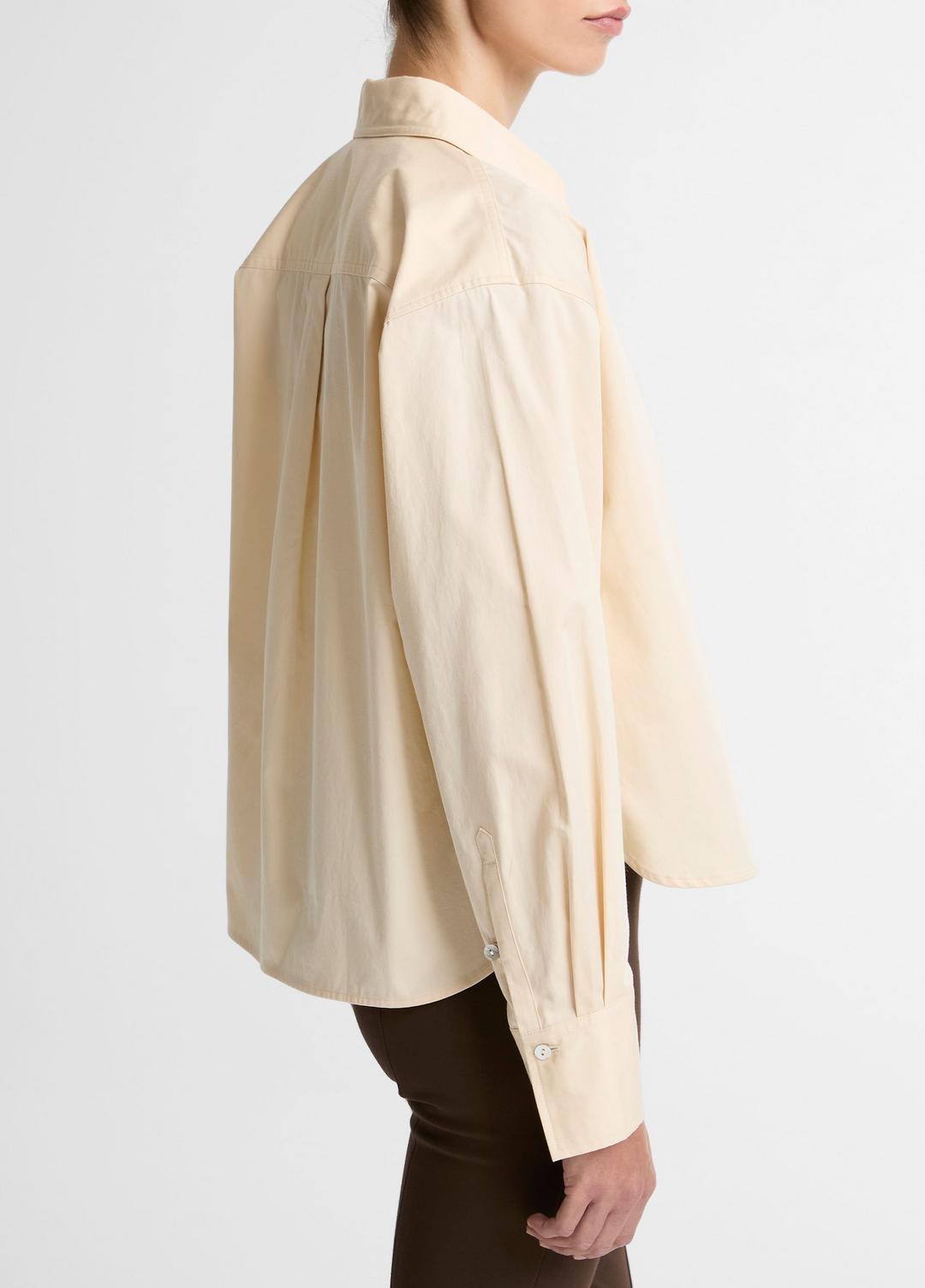 VINCE Women Cotton Cropped Button-Front Shirt  in Long Sleeve