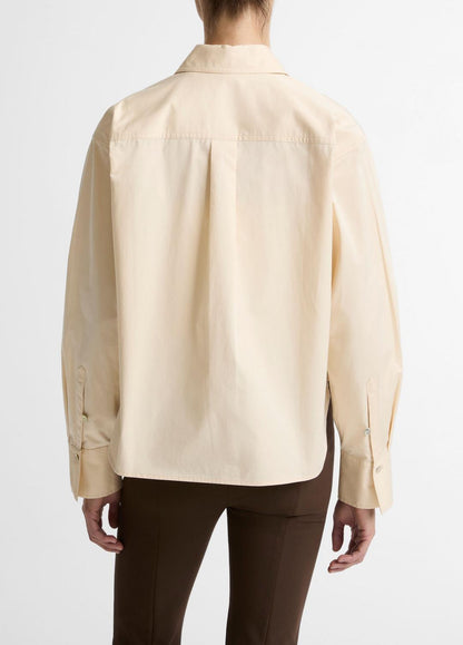 VINCE Women Cotton Cropped Button-Front Shirt  in Long Sleeve