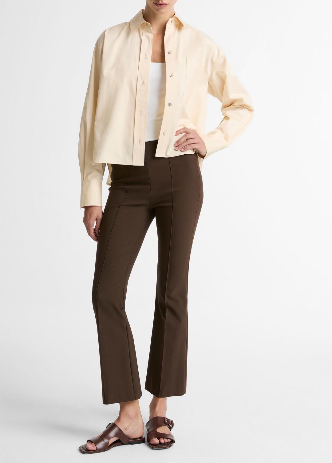 VINCE Women Cotton Cropped Button-Front Shirt  in Long Sleeve