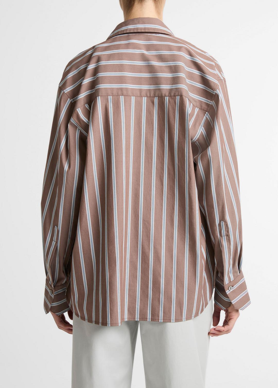 VINCE Women Striped Cotton-Blend Button-Front Shirt in Long Sleeve