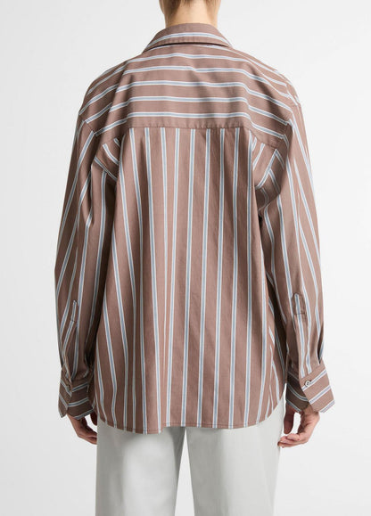 VINCE Women Striped Cotton-Blend Button-Front Shirt in Long Sleeve