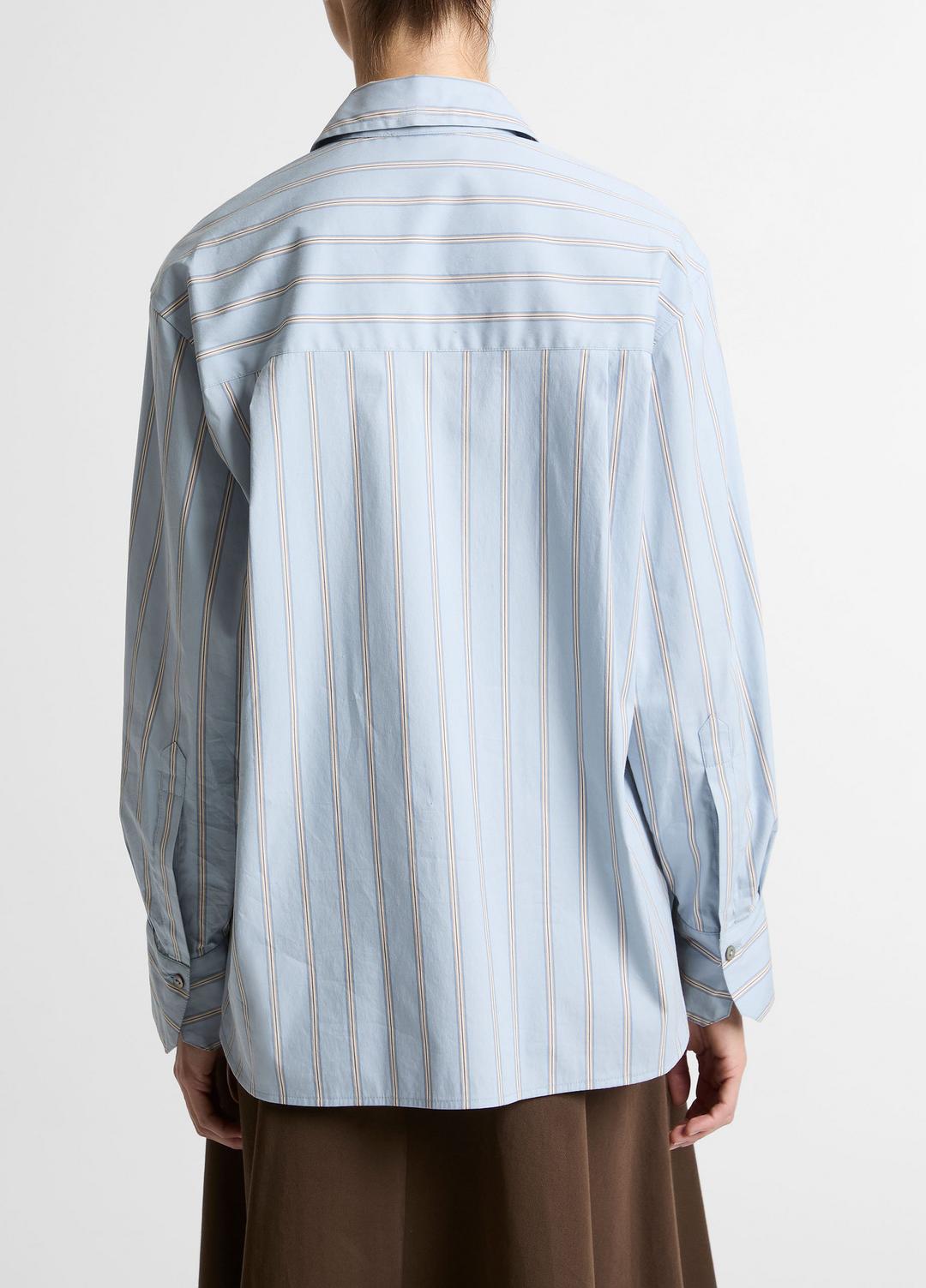 VINCE Women Striped Cotton-Blend Button-Front Shirt in Long Sleeve