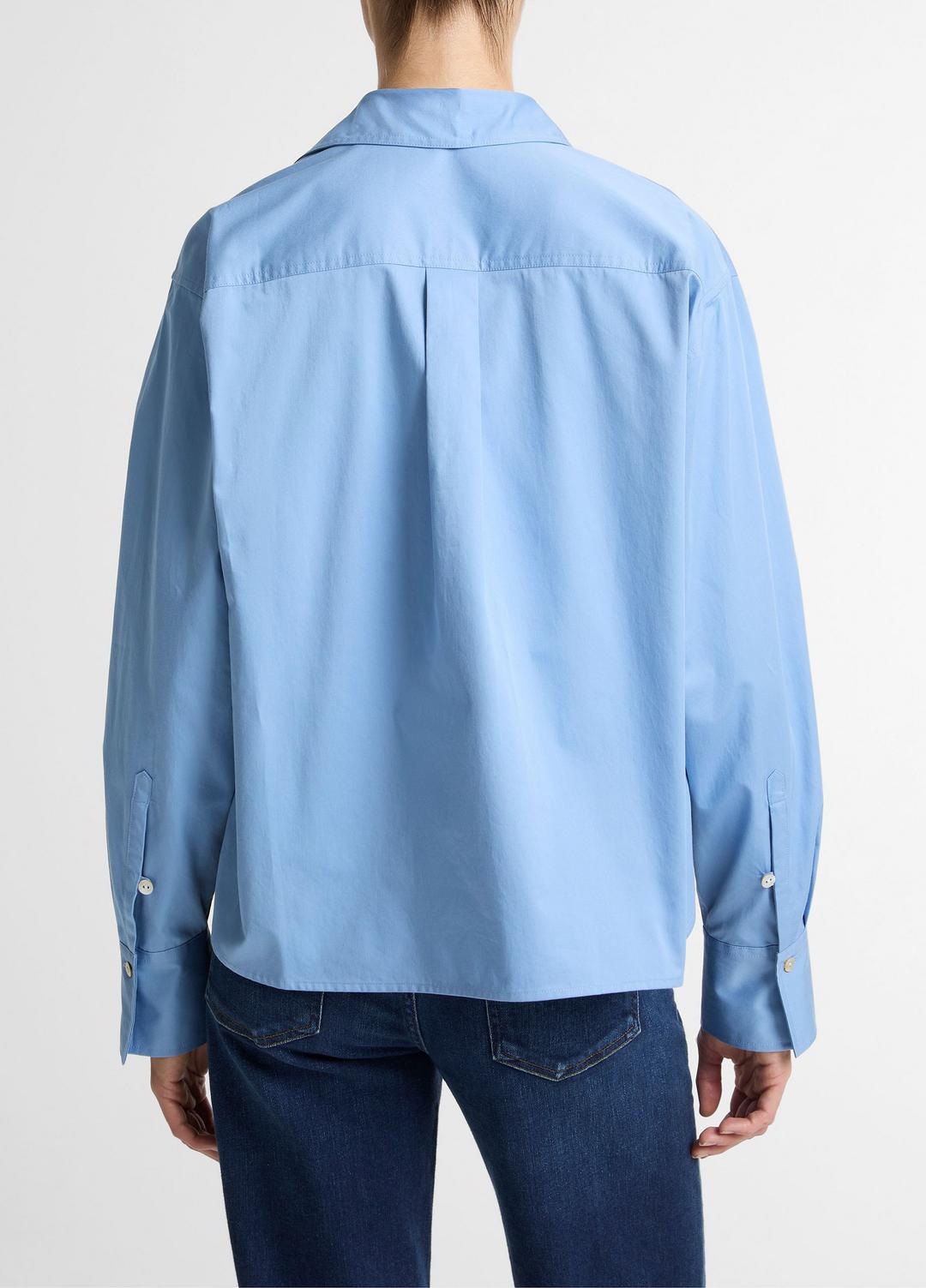 VINCE Women Cotton Cropped Button-Front Shirt  in Long Sleeve