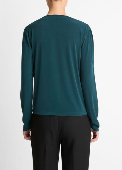 VINCE Women Matte Jersey Cowl-Neck Top in Long Sleeve