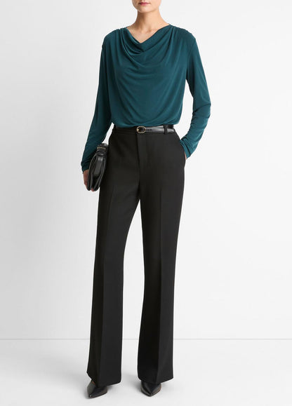 VINCE Women Matte Jersey Cowl-Neck Top in Long Sleeve