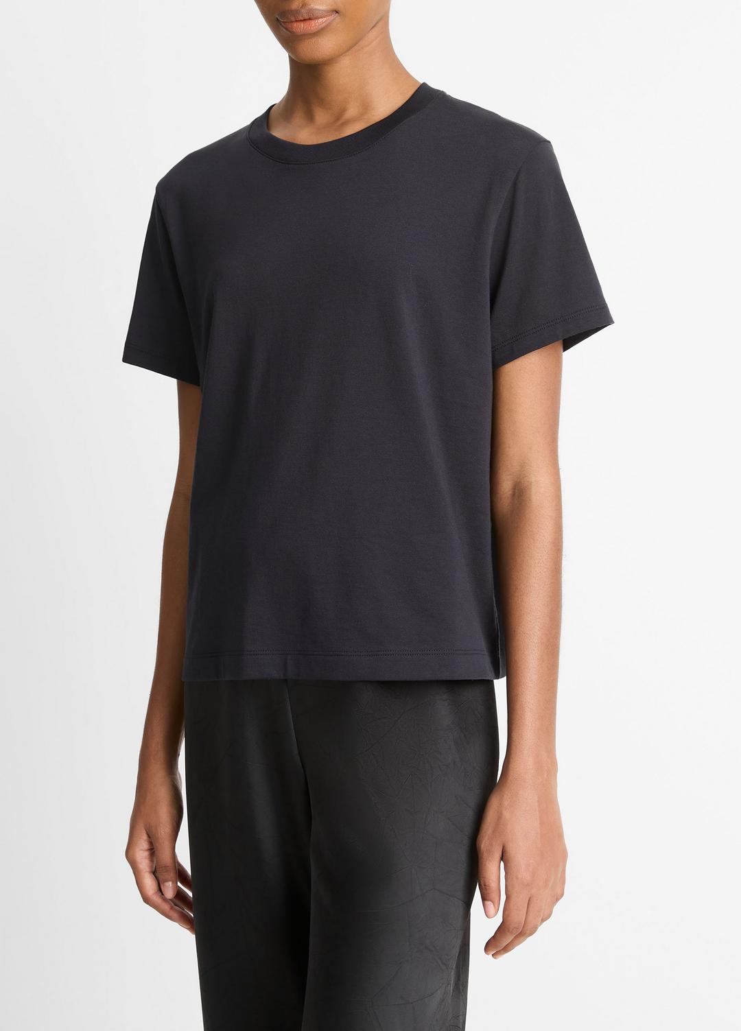 VINCE Women Pima Cotton Crew Neck T-Shirt in Short Sleeve