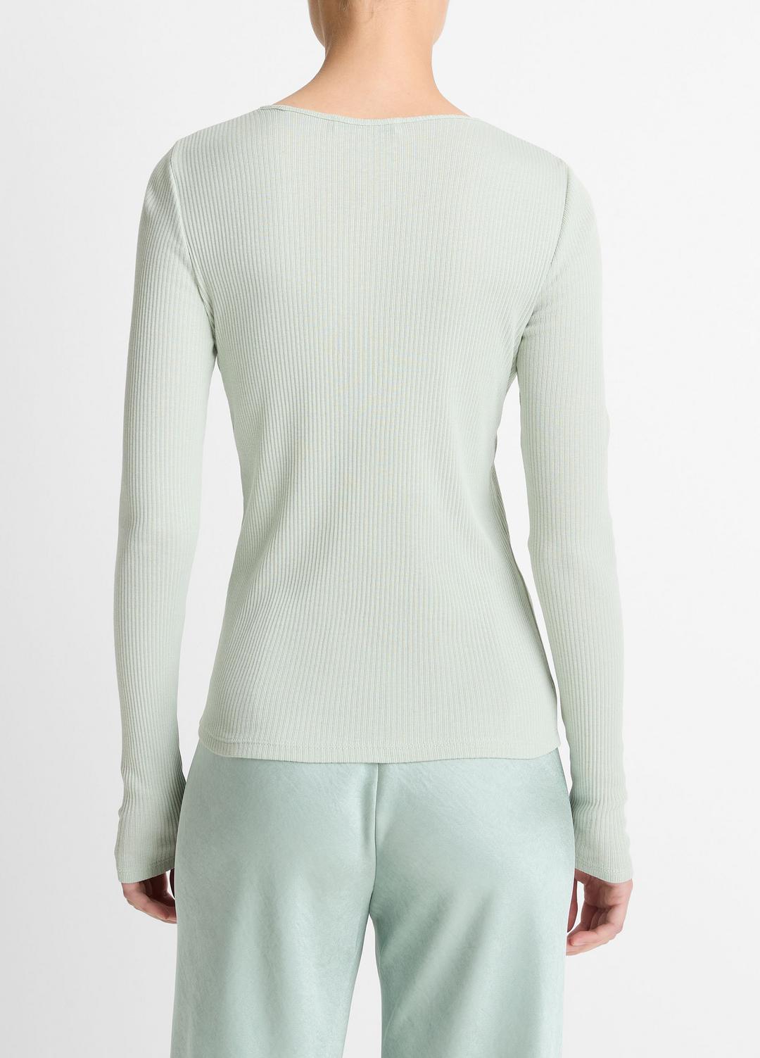 VINCE Women Ribbed Pima Cotton Long-Sleeve T-Shirt in Long Sleeve