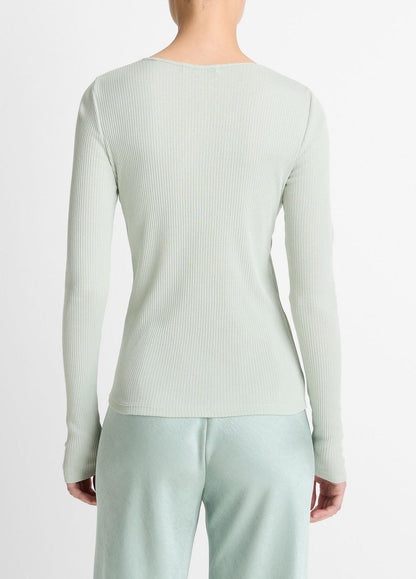 VINCE Women Ribbed Pima Cotton Long-Sleeve T-Shirt in Long Sleeve
