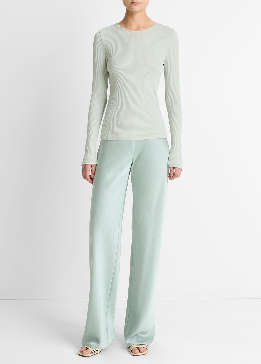 VINCE Women Ribbed Pima Cotton Long-Sleeve T-Shirt in Long Sleeve