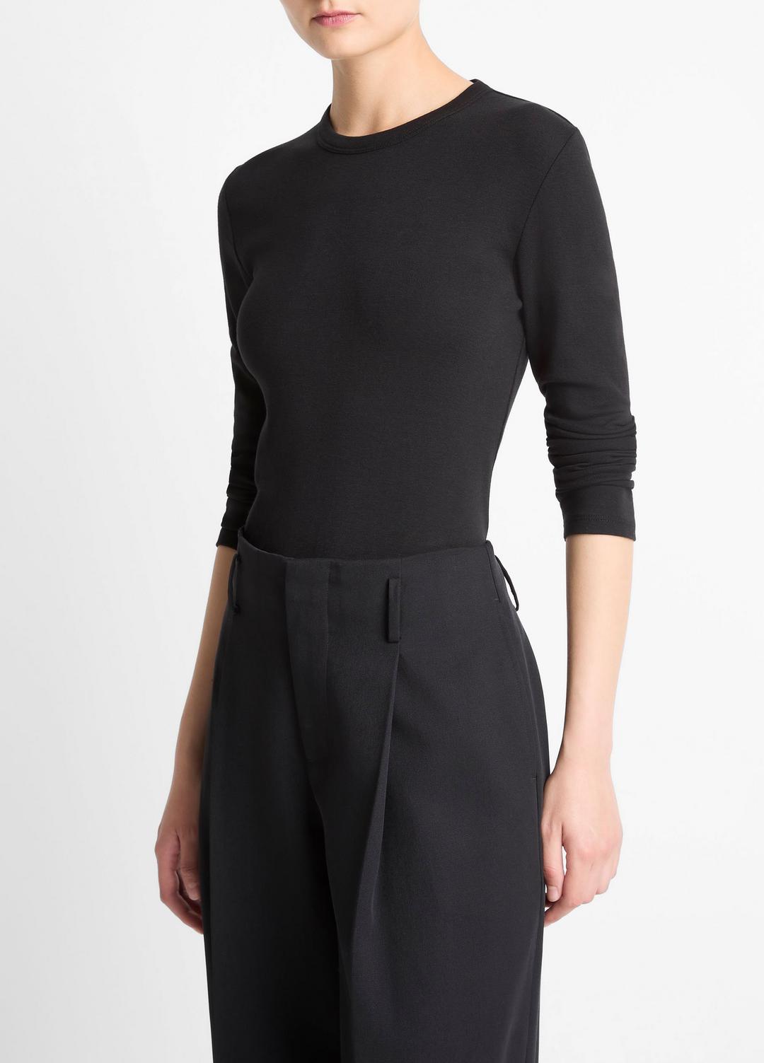 VINCE Women Essential Pima Cotton-Blend Long-Sleeve T-Shirt in Long Sleeve