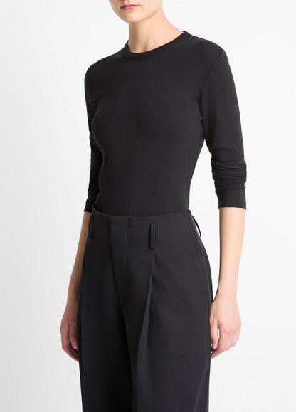 VINCE Women Essential Pima Cotton-Blend Long-Sleeve T-Shirt in Long Sleeve