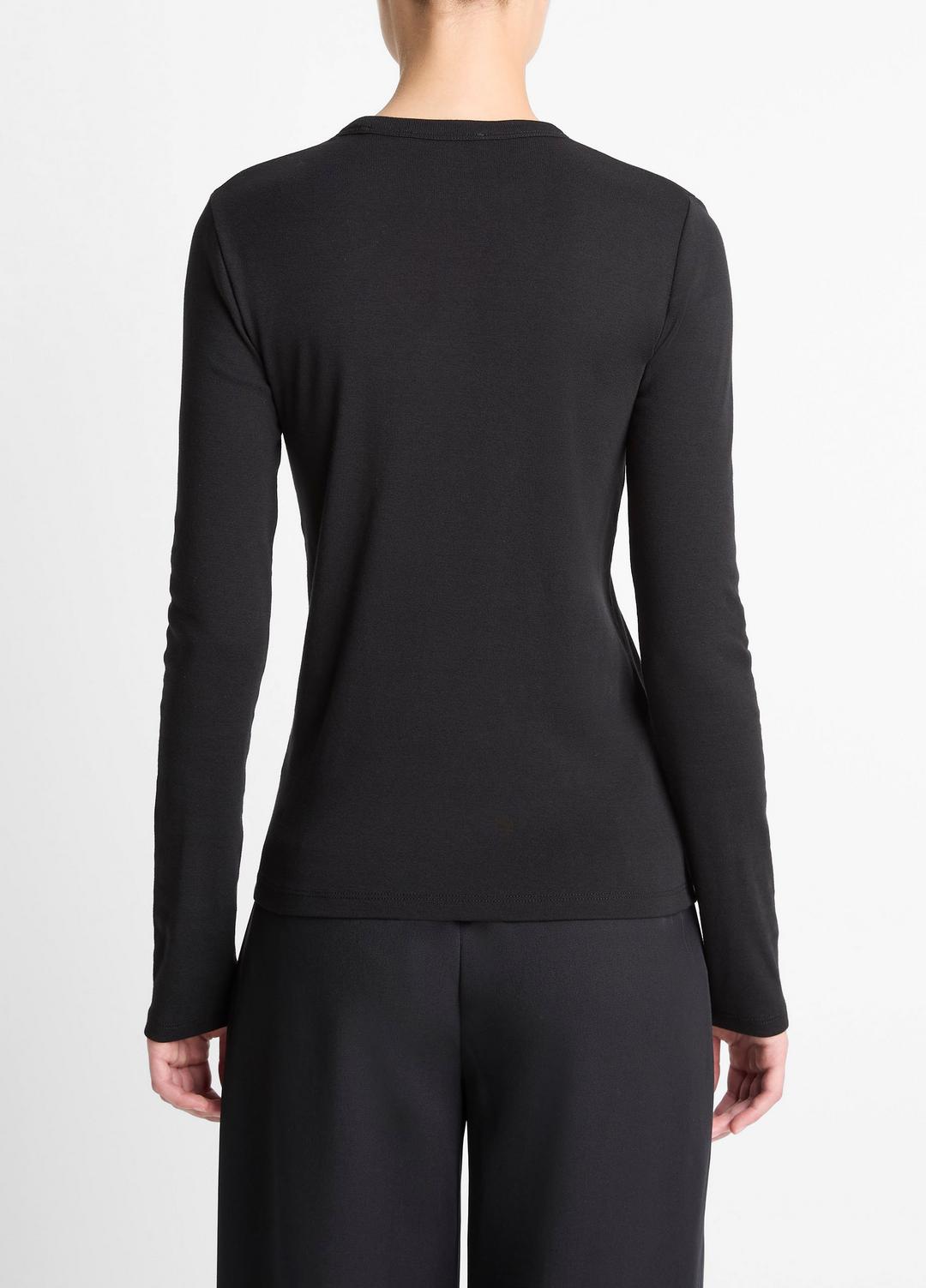 VINCE Women Essential Pima Cotton-Blend Long-Sleeve T-Shirt in Long Sleeve