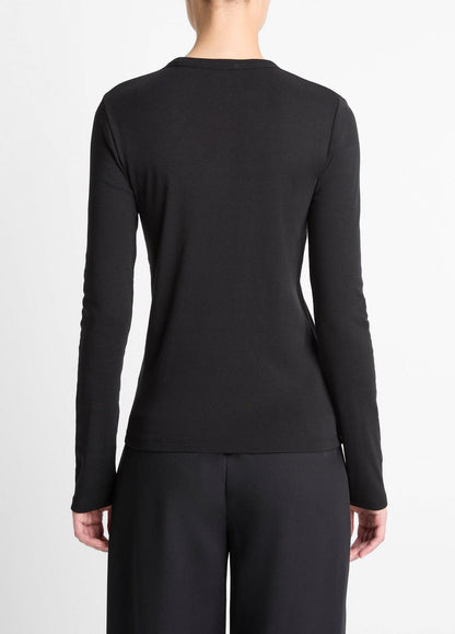 VINCE Women Essential Pima Cotton-Blend Long-Sleeve T-Shirt in Long Sleeve