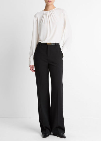 VINCE Women Matte Jersey Gathered Blouse in Long Sleeve