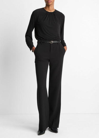 VINCE Women Matte Jersey Gathered Blouse in Long Sleeve