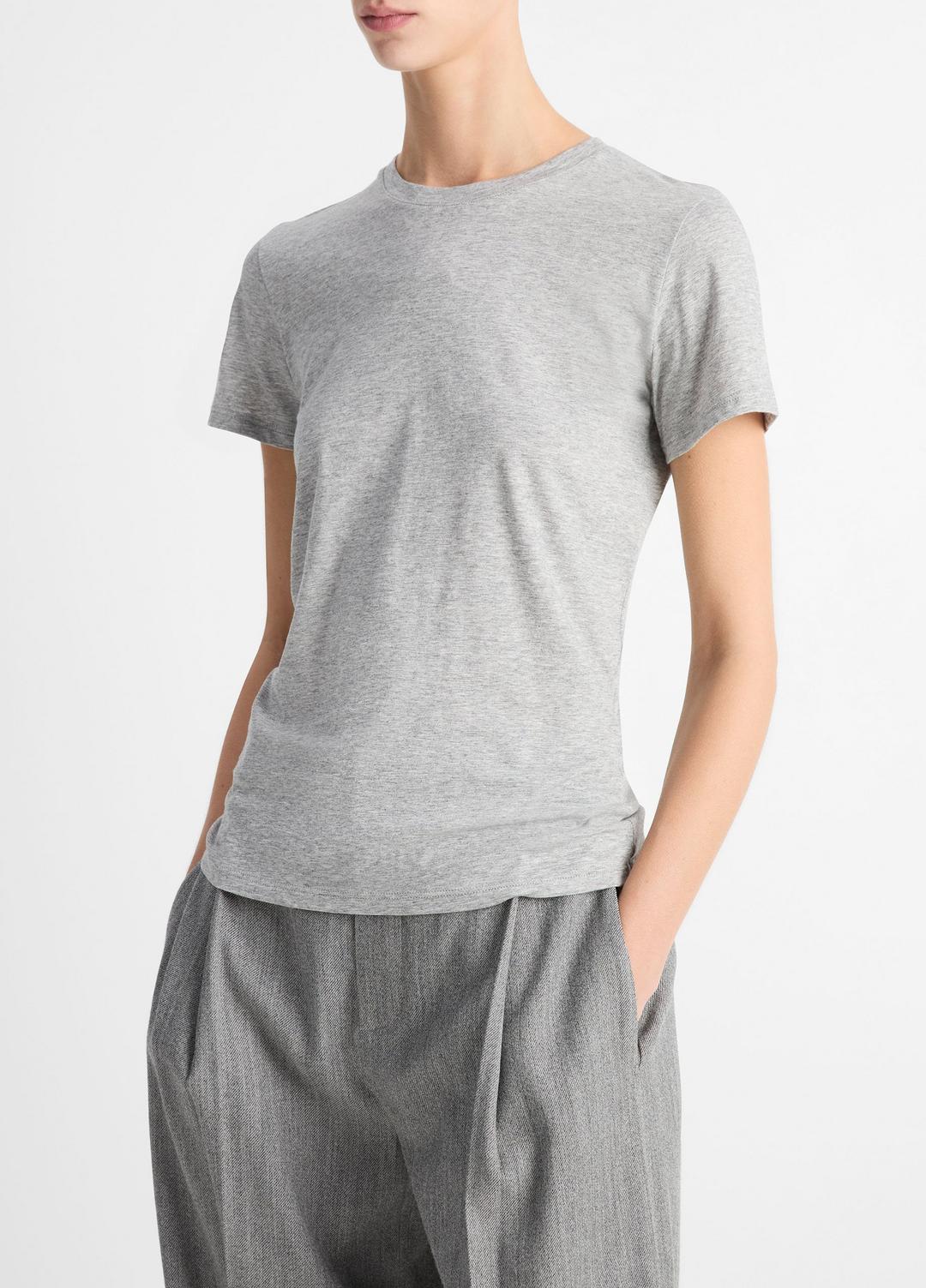 VINCE Women Essential Pima Cotton Crew Neck T-Shirt in Short Sleeve