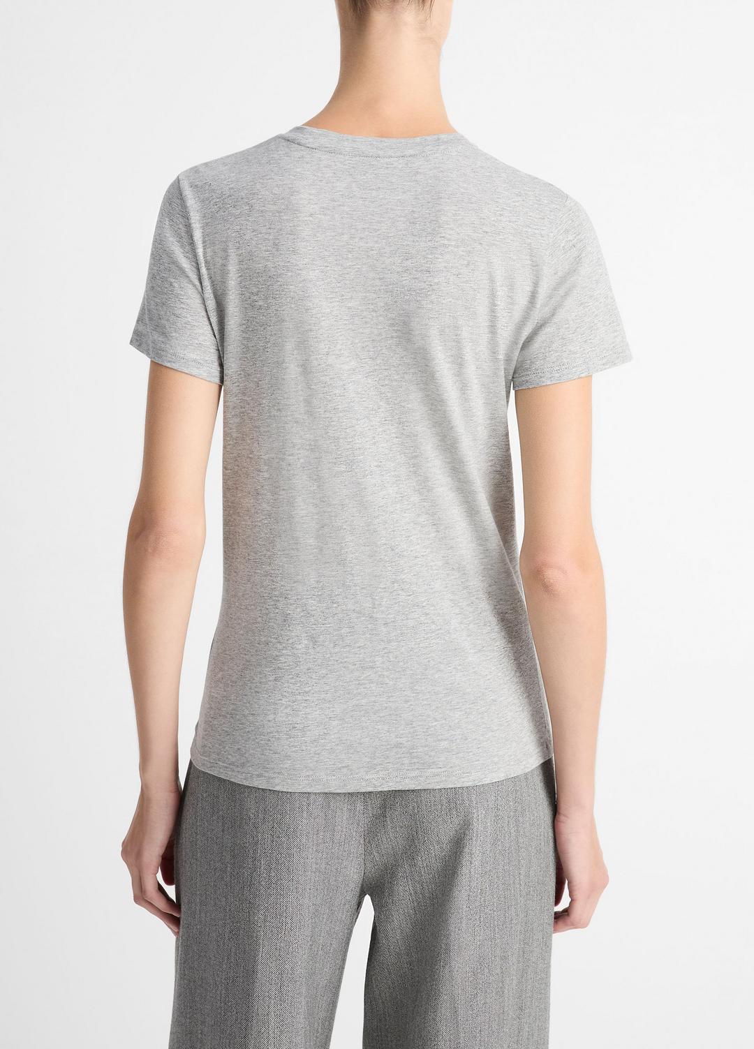 VINCE Women Essential Pima Cotton Crew Neck T-Shirt in Short Sleeve