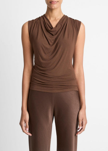 VINCE Women Jersey Draped Cowl-Neck Top in Tank Tops