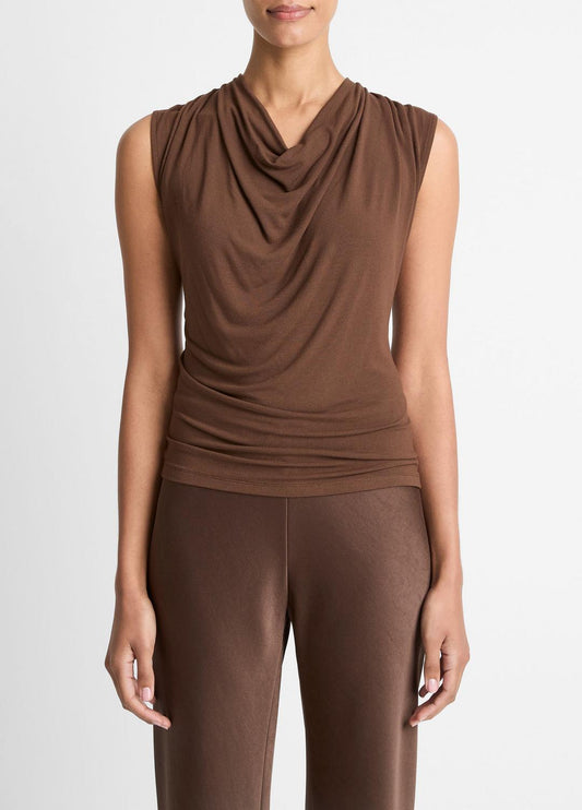 VINCE Women Jersey Draped Cowl-Neck Top in Tank Tops
