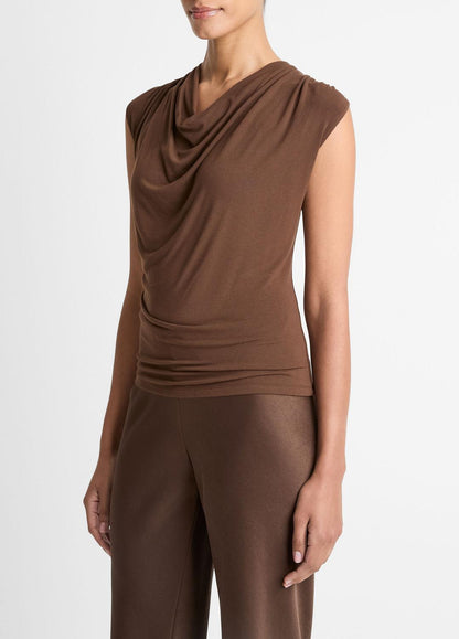 VINCE Women Jersey Draped Cowl-Neck Top in Tank Tops