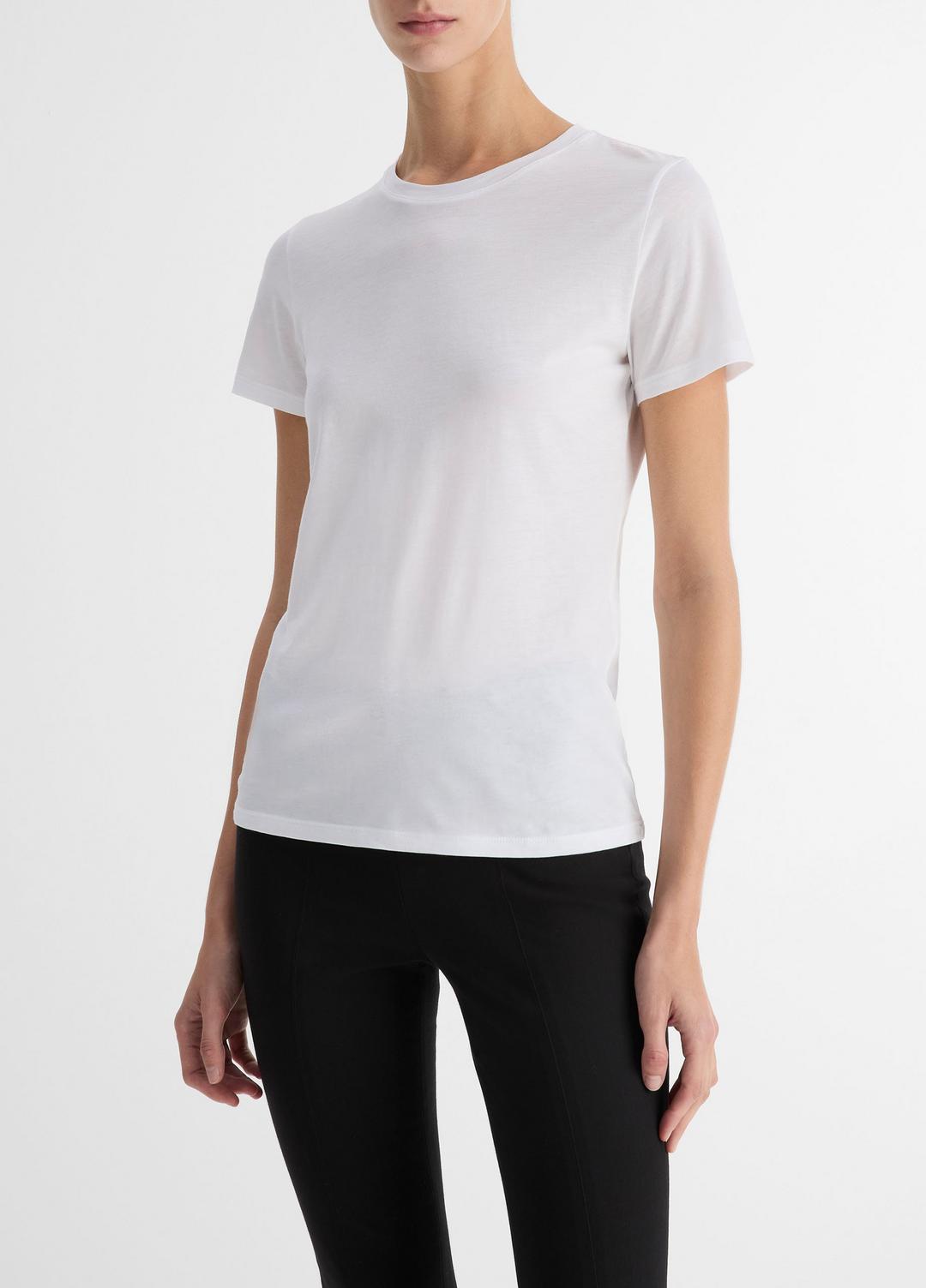 VINCE Women Essential Pima Cotton Crew Neck T-Shirt in Short Sleeve