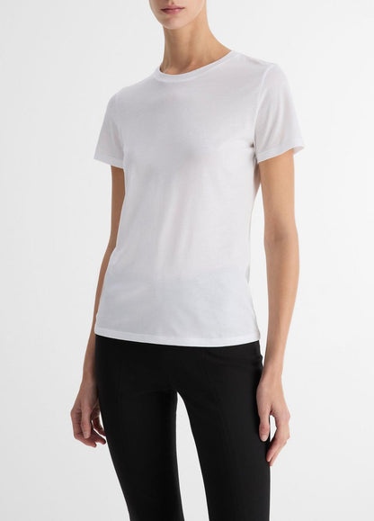 VINCE Women Essential Pima Cotton Crew Neck T-Shirt in Short Sleeve