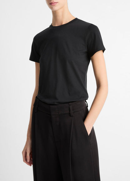 VINCE Women Essential Pima Cotton Crew Neck T-Shirt in Short Sleeve