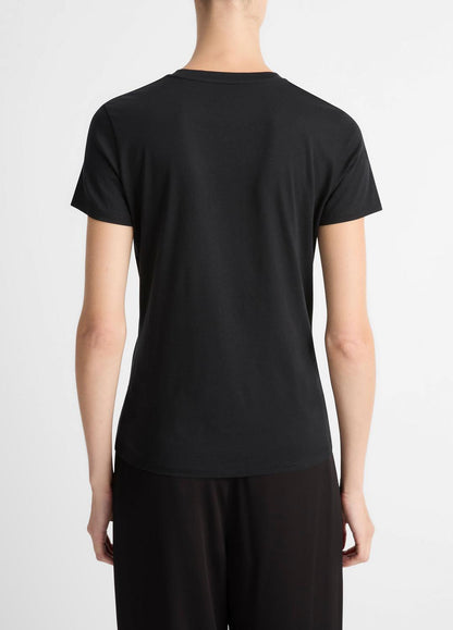 VINCE Women Essential Pima Cotton Crew Neck T-Shirt in Short Sleeve
