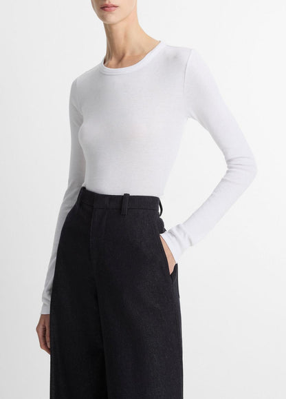 VINCE Women Essential Pima Cotton-Blend Long-Sleeve T-Shirt in Long Sleeve