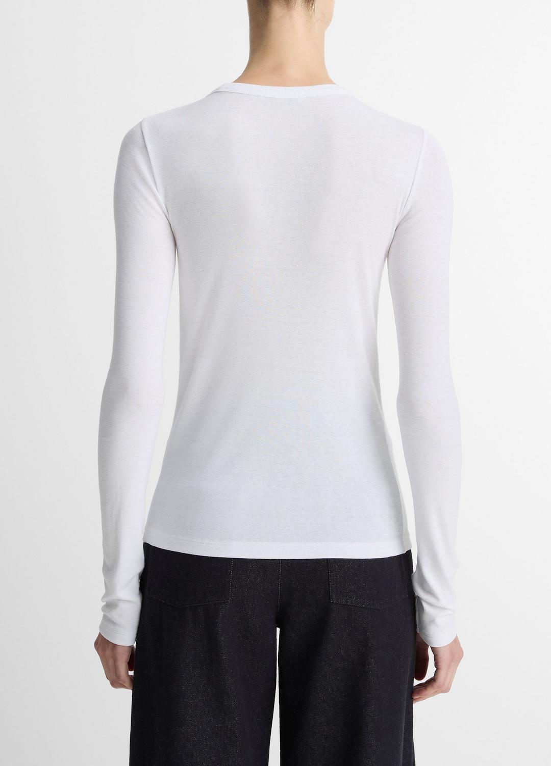 VINCE Women Essential Pima Cotton-Blend Long-Sleeve T-Shirt in Long Sleeve