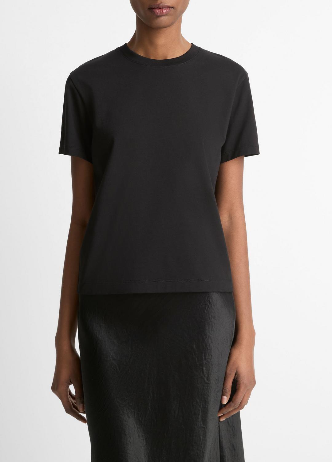 VINCE Women Pima Cotton Crew Neck T-Shirt in Short Sleeve