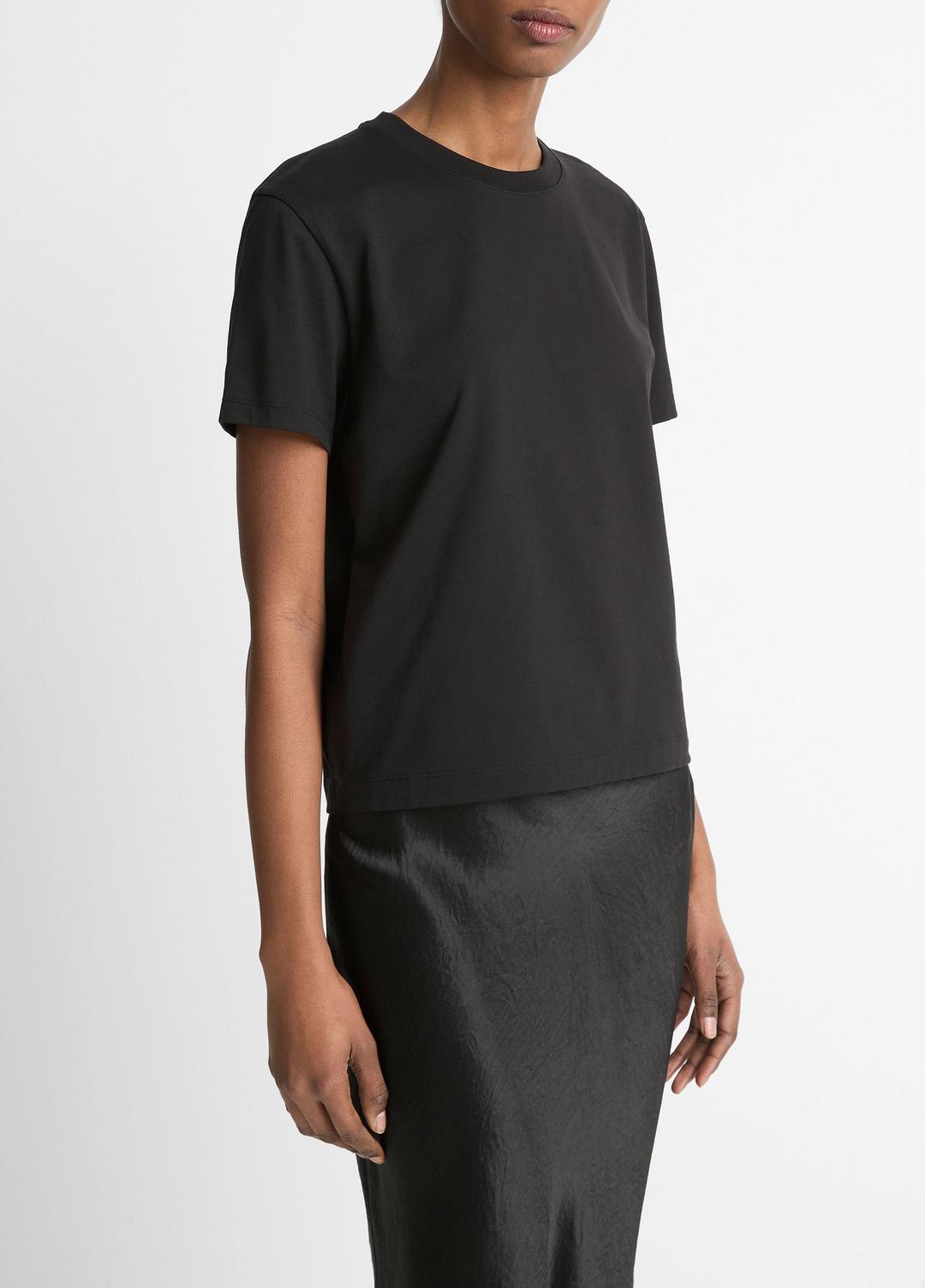 VINCE Women Pima Cotton Crew Neck T-Shirt in Short Sleeve