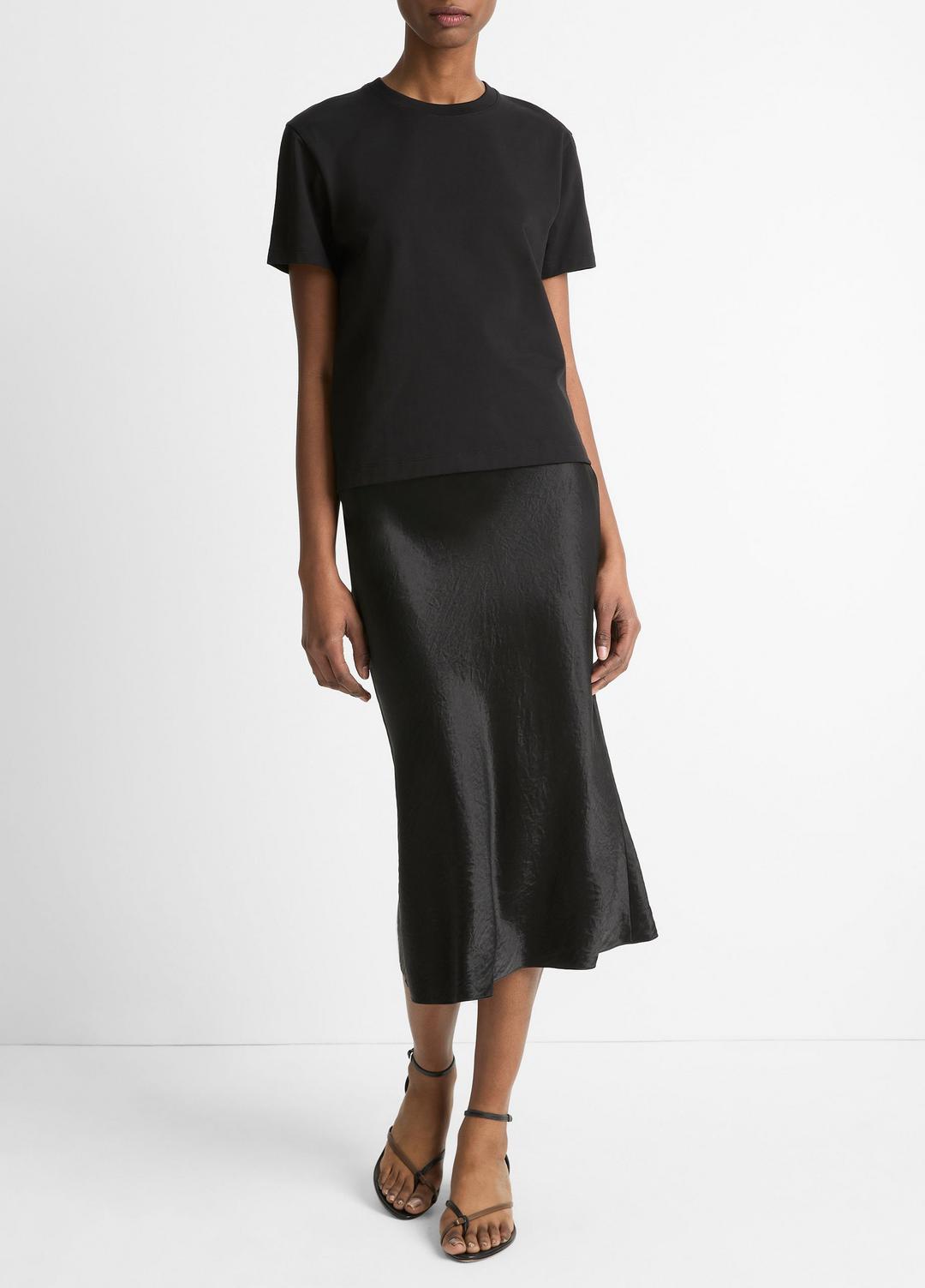 VINCE Women Pima Cotton Crew Neck T-Shirt in Short Sleeve