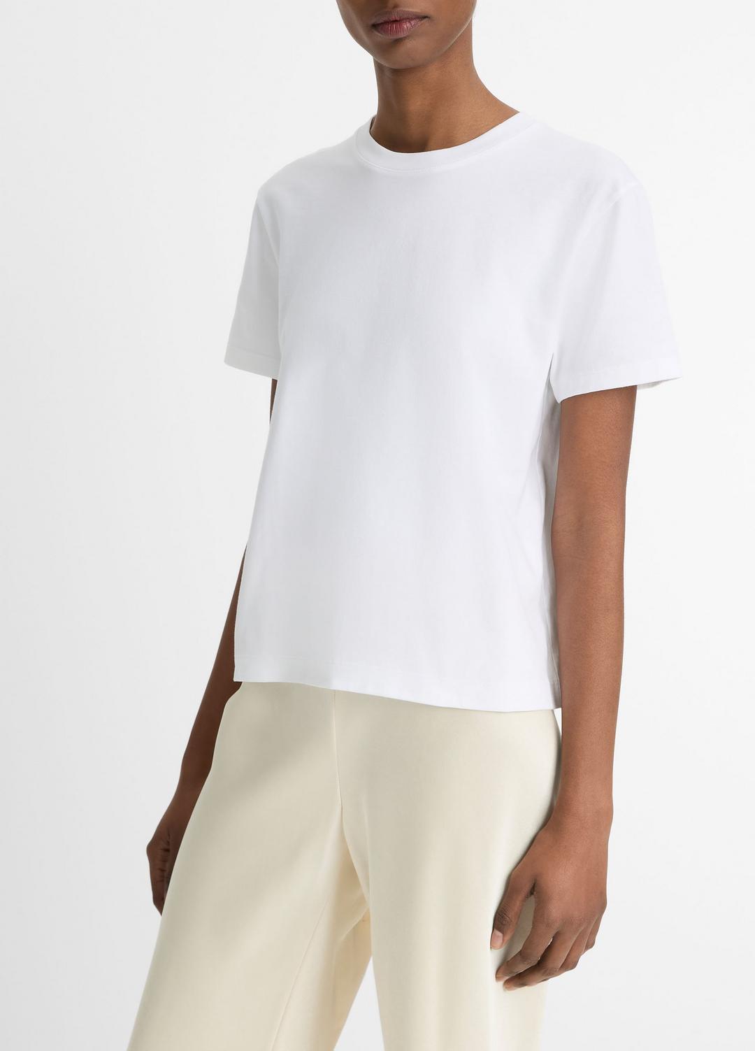 VINCE Women Pima Cotton Crew Neck T-Shirt in Short Sleeve