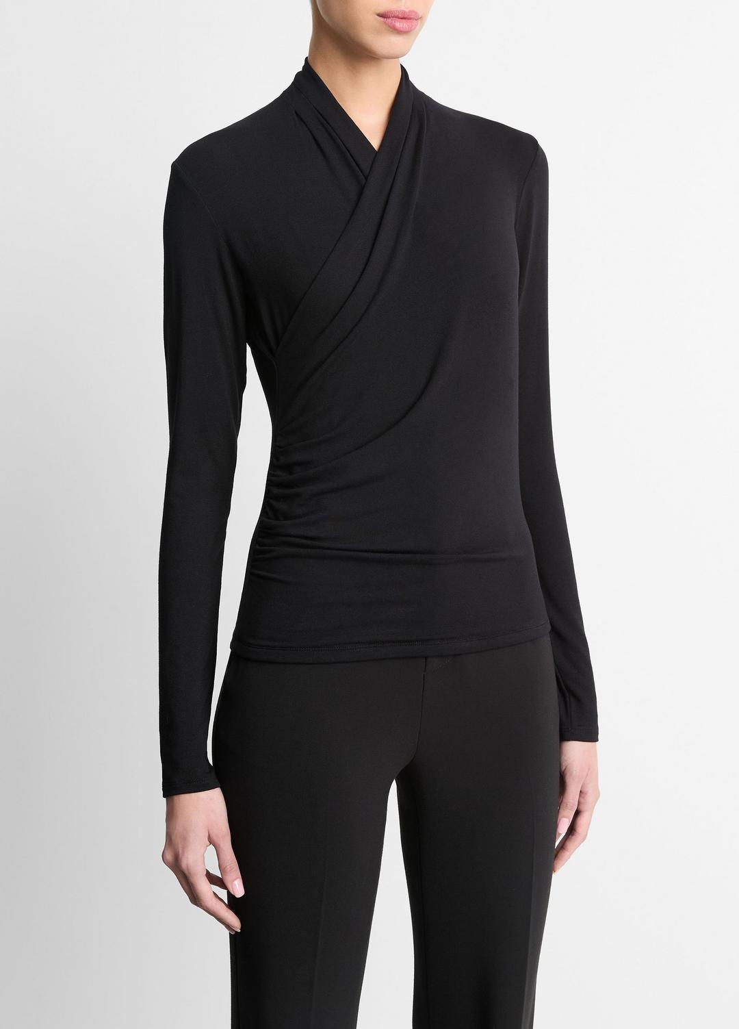 VINCE Women Fixed Wrap Long-Sleeve Top in Long Sleeve