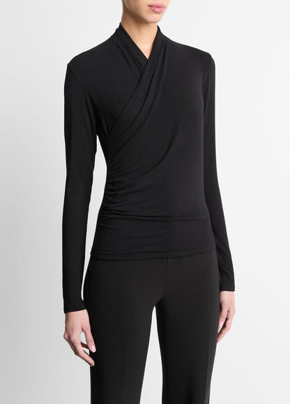 VINCE Women Fixed Wrap Long-Sleeve Top in Long Sleeve