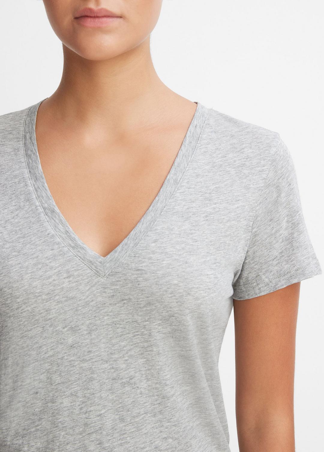 VINCE Women Essential Pima Cotton V-Neck T-Shirt in Short Sleeve