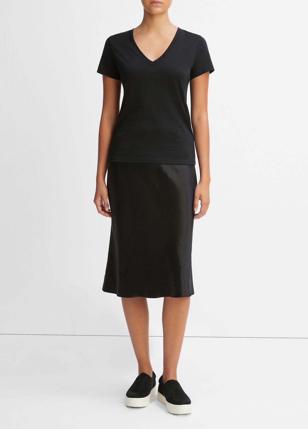 VINCE Women Essential Pima Cotton V-Neck T-Shirt in Short Sleeve