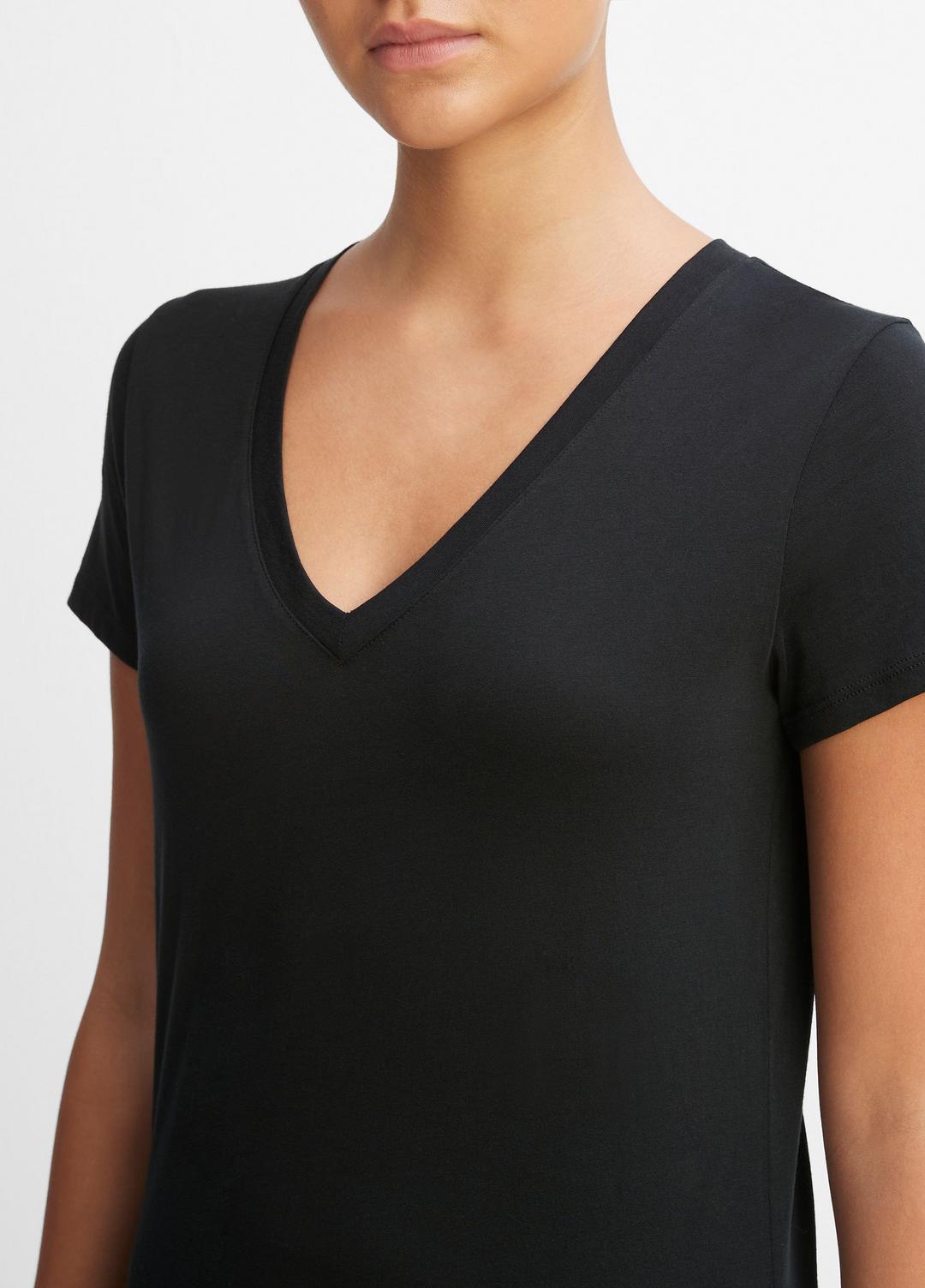 VINCE Women Essential Pima Cotton V-Neck T-Shirt in Short Sleeve