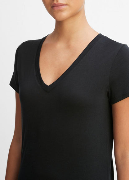 VINCE Women Essential Pima Cotton V-Neck T-Shirt in Short Sleeve