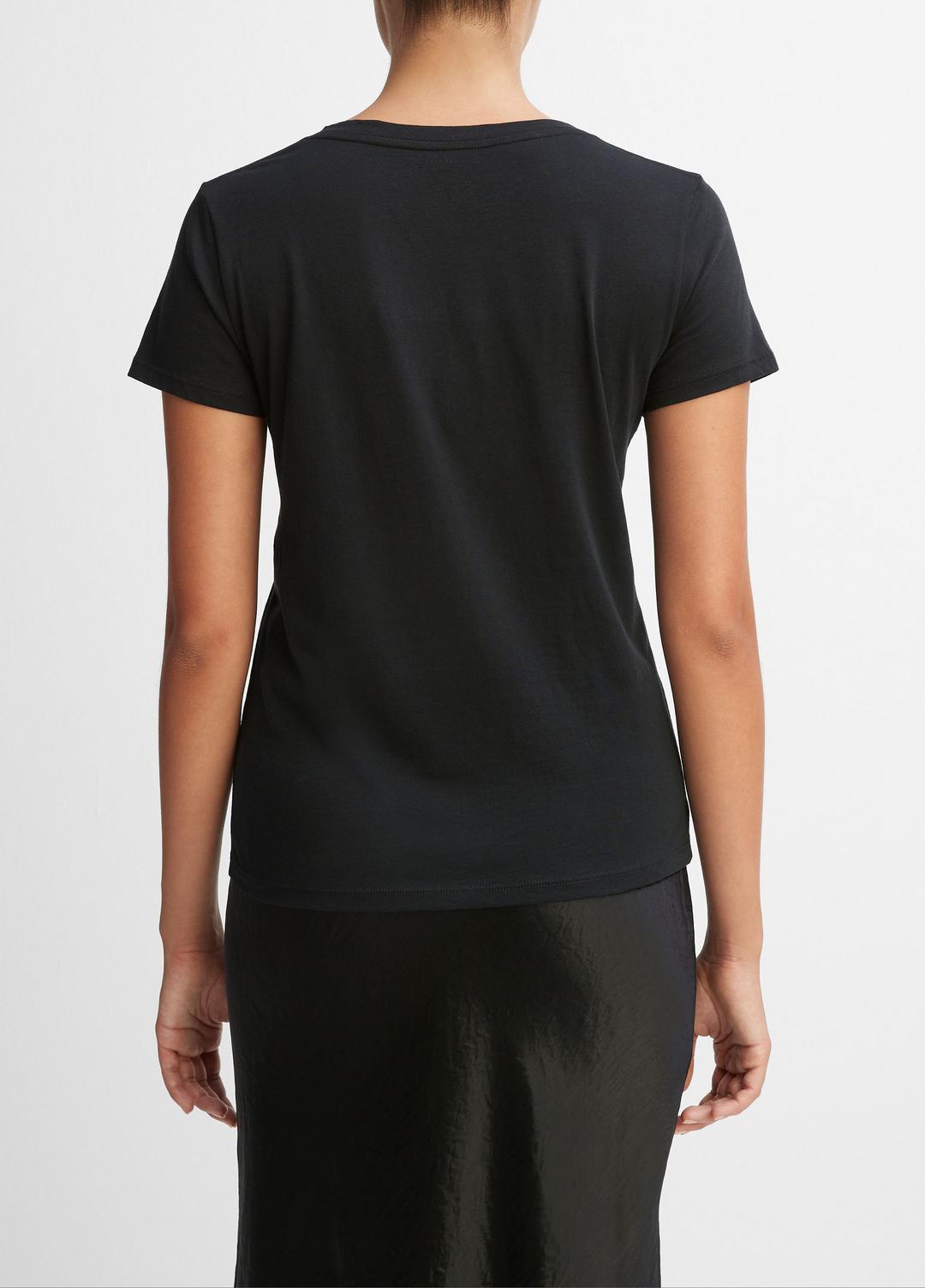 VINCE Women Essential Pima Cotton V-Neck T-Shirt in Short Sleeve