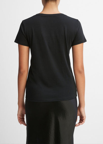 VINCE Women Essential Pima Cotton V-Neck T-Shirt in Short Sleeve