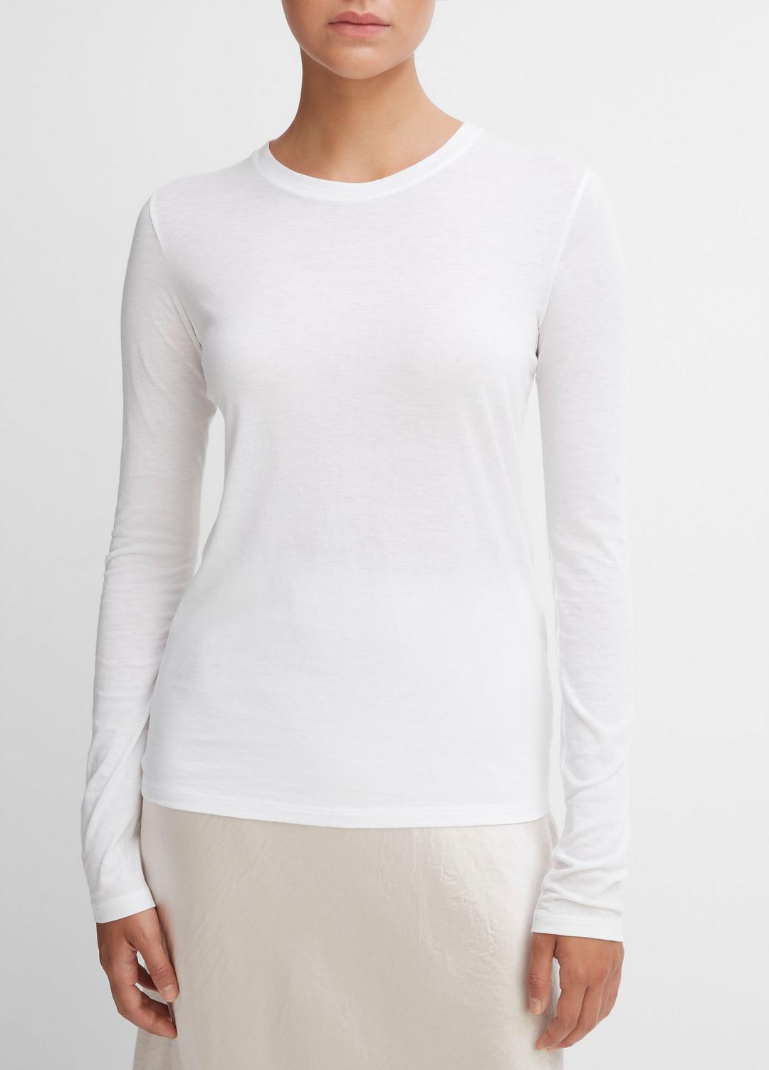 VINCE Women Essential Long Sleeve Crew Neck T-Shirt in Long Sleeve