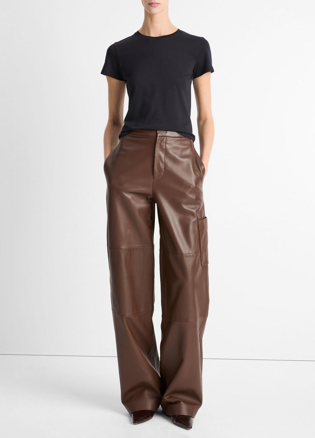 VINCE Women Essential Pima Cotton Crew Neck T-Shirt in Short Sleeve