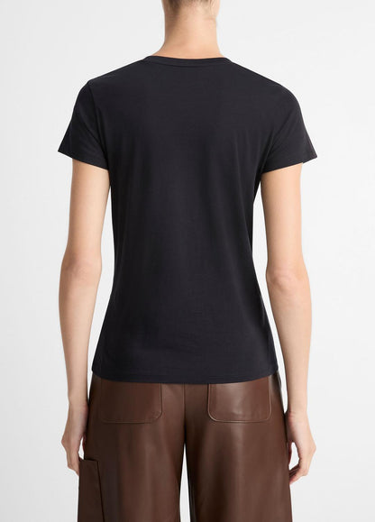VINCE Women Essential Pima Cotton Crew Neck T-Shirt in Short Sleeve