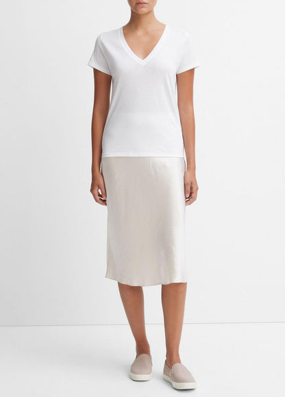 VINCE Women Essential Pima Cotton V-Neck T-Shirt in Short Sleeve